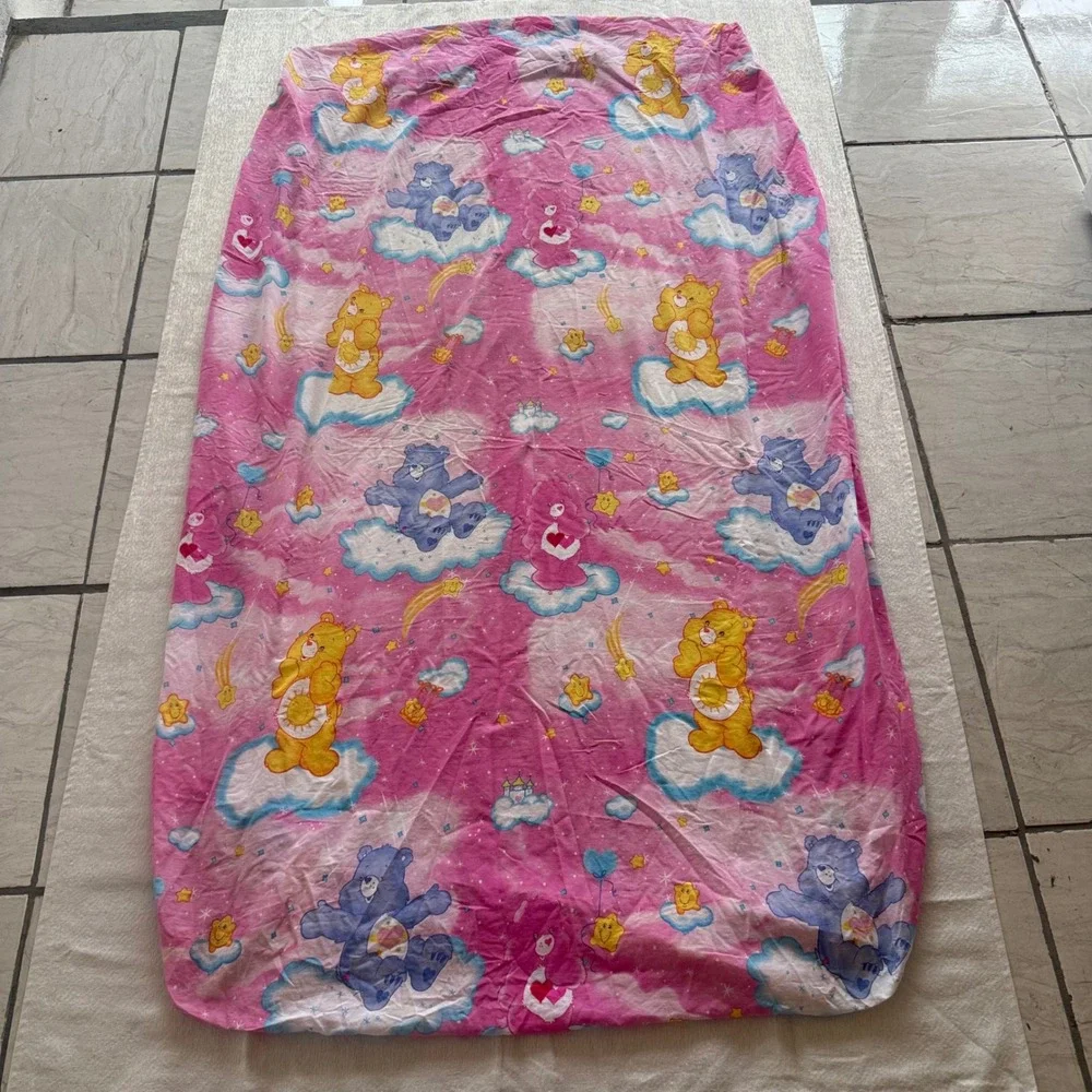 3pc Vintage Care Bears Twin Sheets 2 Flat 1 Fitted Pink Franco Rainbow
